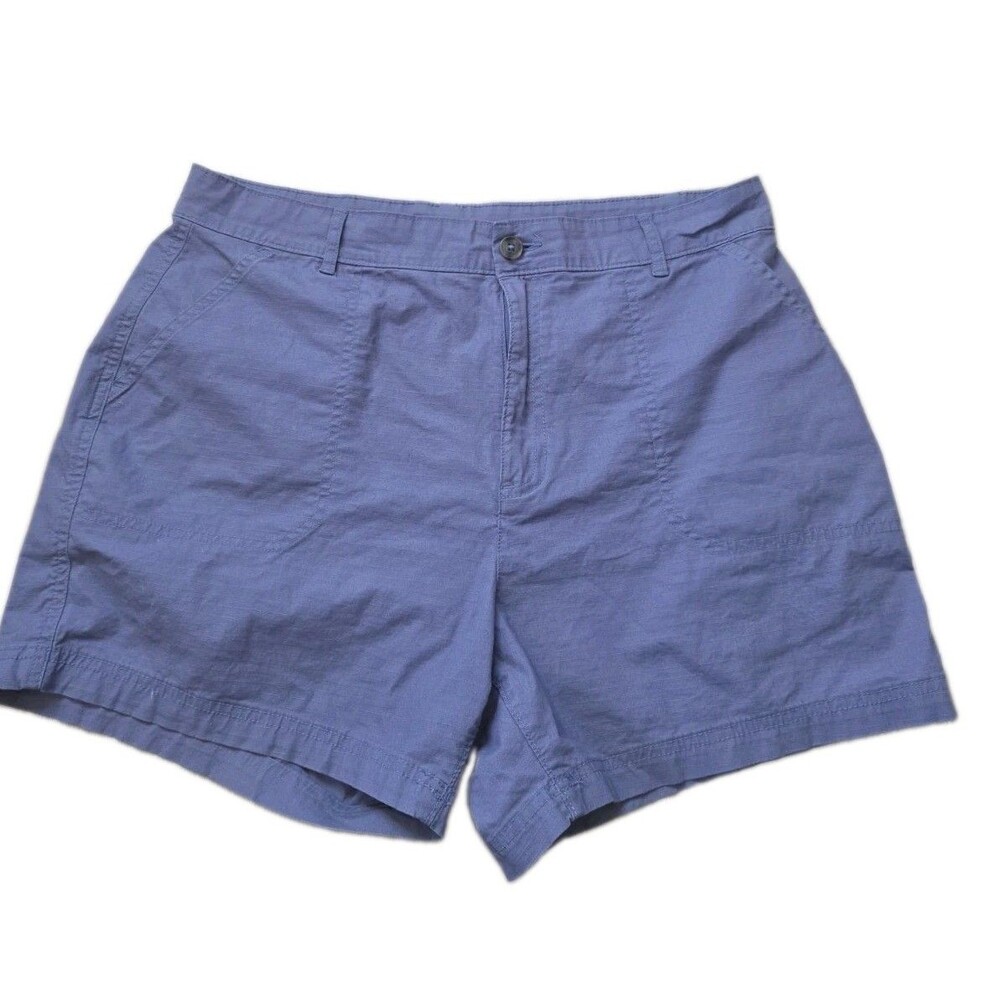 Eddie Bauer Ripstop Shorts Blue Specialty Dyed Stretch Cotton Womens Size 14 EUC